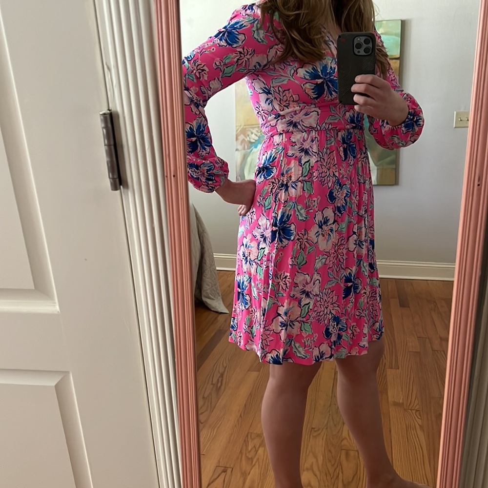 Lilly Pulitzer Carmilla Dress Pink Isle Last Bud Not Least 2 Preppy Coastal - Picture 5 of 16